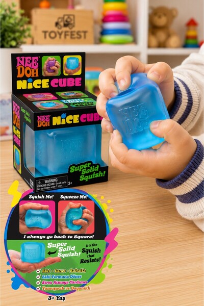TOYFEST Needoh Squishy Buz Küpü Mavi Stres Oyuncağı Squishy Sıkılabilir Duyus...