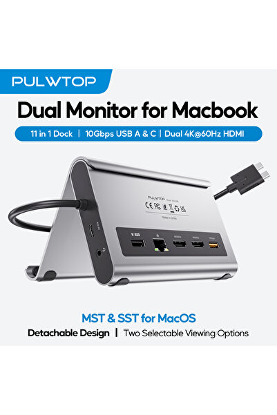 Choice PULWTOP MacBook Docking Station Dual Monitor 4K60Hz with 2 HDMI, PD, E...