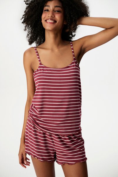 Penti Bordo Sisterhood Maroon Şortlu Pijama Takımı