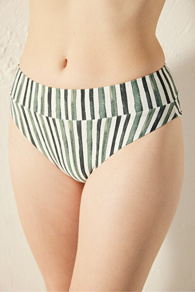 Penti Mali Line Patterned High Waist Vintage Bikini Bottom