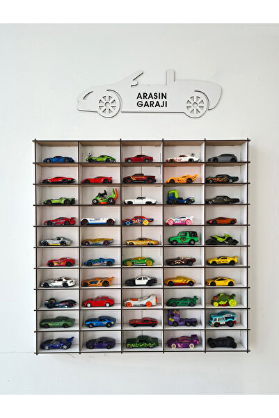 metafortoys Oyuncak Araba Rafı 50'li Beyaz (hotwheels Ve Matcbox Arabaları Iç...