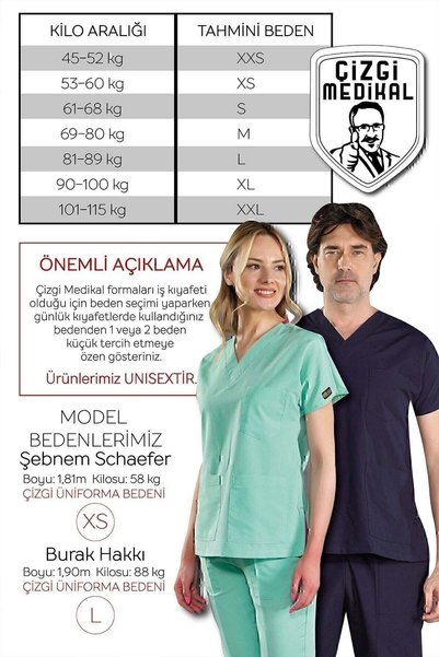 ÇİZGİ MEDİKAL Kadın Klasik Yaka Doktor Önlüğü Hemşire Eczacı Öğretmen Labaratuvar - Alpaka Kumaş