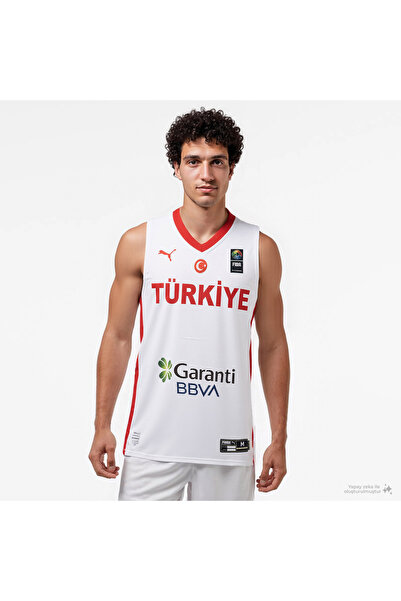 Puma Turkey V-Neck Game Jersey Men's White Basketball Jersey