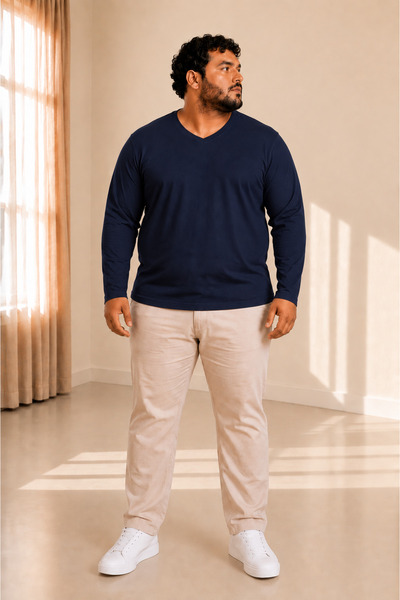 sngl tekstil Tricou oversize cu mânecă lungă, decolteu în V, pentru bărbați, ...