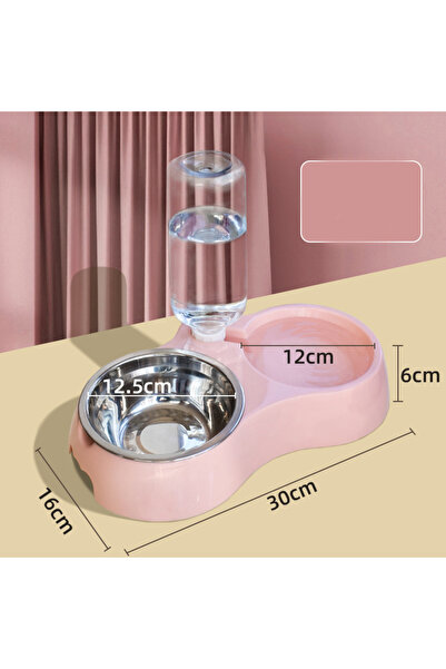 Choice1 pink 2-in-1 Pet Feeder & Water Dispenser - Anti-Slip Automatic Cat Do...