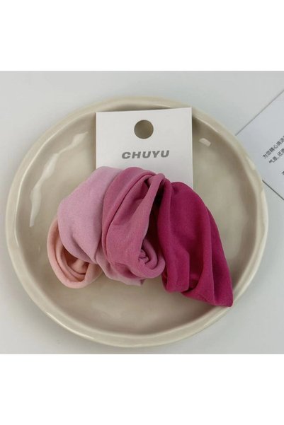 Choice3 4 rose red 4 Set Solid Widen Thicken Hair Band Ropes Women Ponytail H...