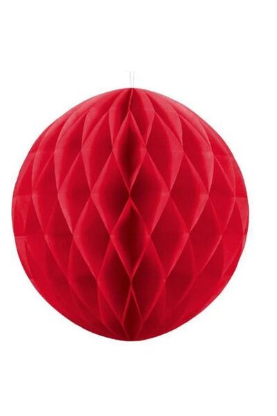 partidolu Kırmızı Renk Honeycomb Petek Dekor Asma Süs 25 cm 1 Adet yılbaşı ha...