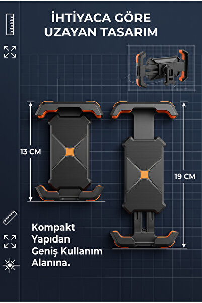 omitech Motosiklet Telefon Tutucu Ayna Bağlantılı 360° Döner Sıkı Kilitli Universal Scooter Bisiklet Telefon Tutucu