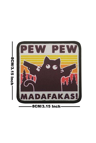 Choice1 Yellow PEW Madafakas Funny Cat Badges Embroidery Fabric Applique, Sti...