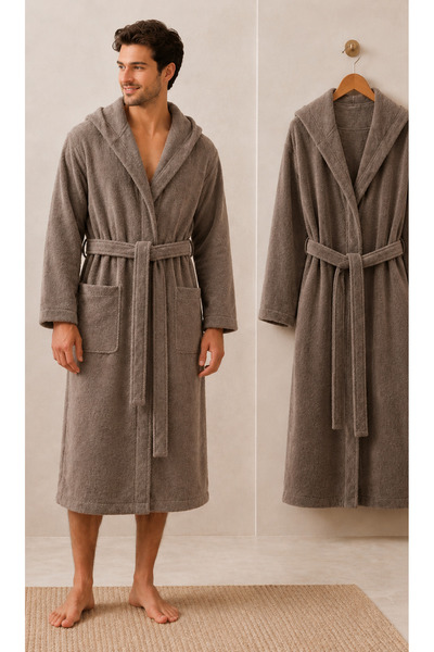 TİTANEV Cotton Bathrobe Hooded Bukle Soft Bathrobe Gift Daily Dowry Gift Men ...