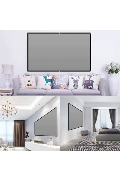 Dualtech 100" 16:9 ALR Gri Projeksiyon Perdesi Taşınabilir Seyahat Duvar Askı Aparatlı, Ev, Ofis, Kamp, Açık