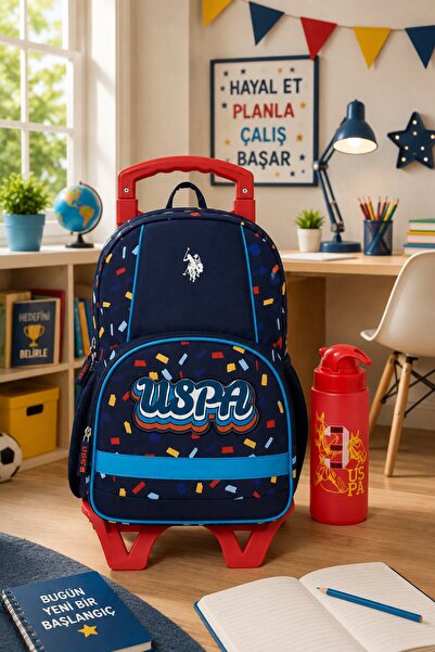 U.S. Polo Assn. U.S. Polo. Assn. Tekerlekli Erkek Çocuk Okul Çanta Seti PLSET...