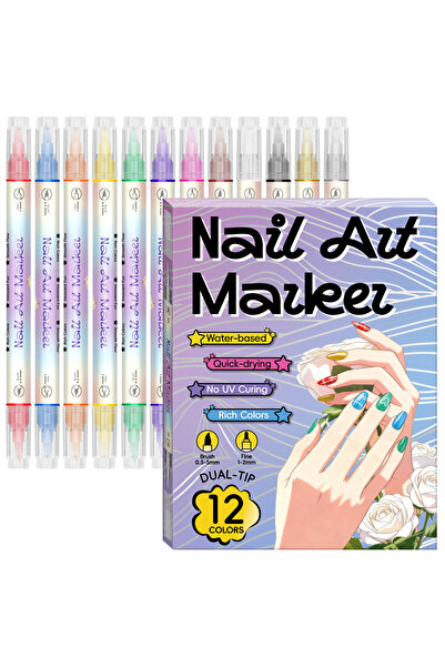 Choice 12Color 12-Color Nail Art Markers, Water-Based, Quick-Drying, No Uv Cu...