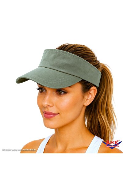 AXE SPORTSWEAR Sage Green Adjustable Velcro Back Visor Hat Uv Sun Protection ...