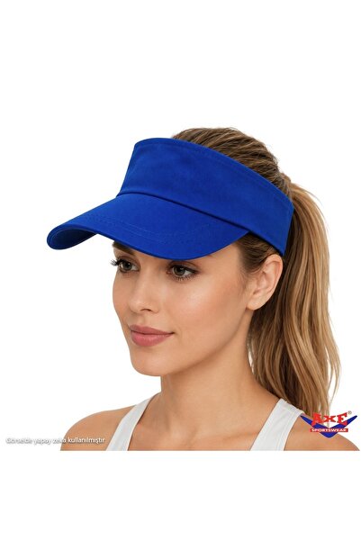 AXE SPORTSWEAR Saks Blue Adjustable Velcro Back Visor Hat Uv Sunscreen Daily ...