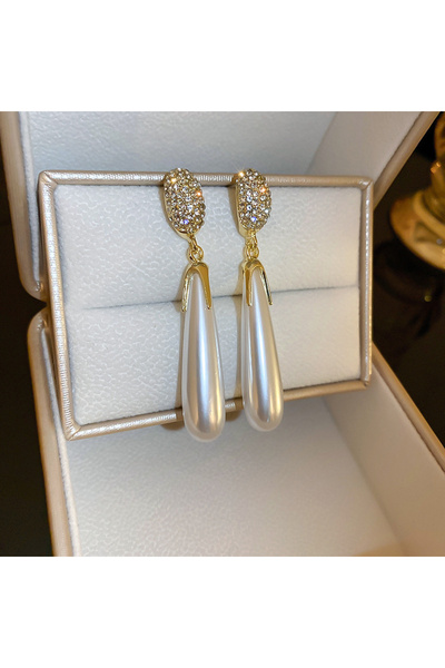 Choice white Vintage Simple Drop Earrings Long Water Drop Pearl Earrings for ...