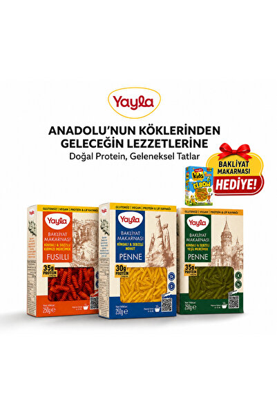 Yayla 🔥 Glutensiz & Proteinli Aile Paketi 3’lü – Kids Bakliyat Makarnası HED...