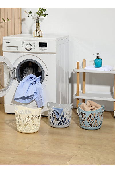 Lawazim 3-Piece Web Storage Basket Set 25.5x25x23.5cm with Side Handles for H...