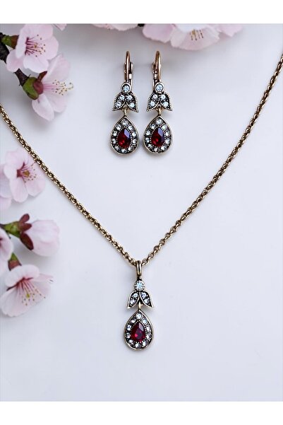 FAYRA ACCESSORIES مجموعة قلادة قطرة الماء الصغيرة من حجر الكريستال والأقراط ا...