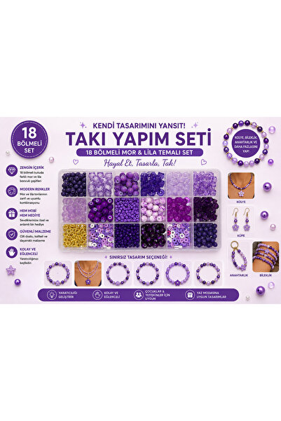By MO Accessories Mor Lila Çocuklar İçin Takı Yapım Seti Hobi, Kendin Yap Eğl...