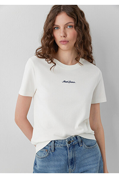 Mavi Jeans Embroidered Ecru T-Shirt Slim Fit / Narrow Cut 1614201-80194
