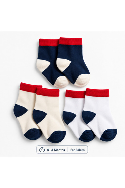 LOOFI 3-Pack Newborn Baby Socks (0-3 Months) - 100% Cotton