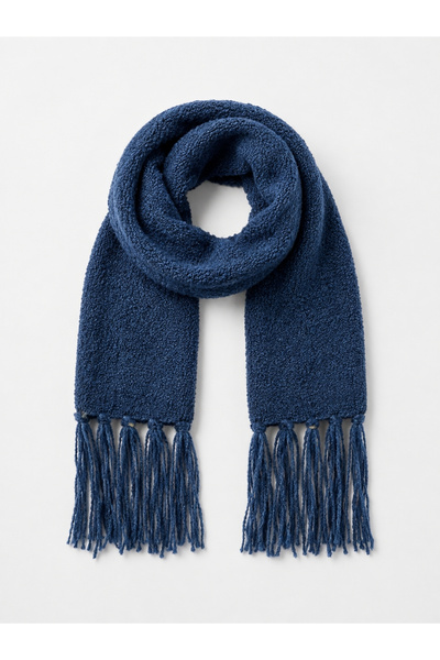 Retrobird Large Size Soft Knitted Scarf Women's Navy Blue