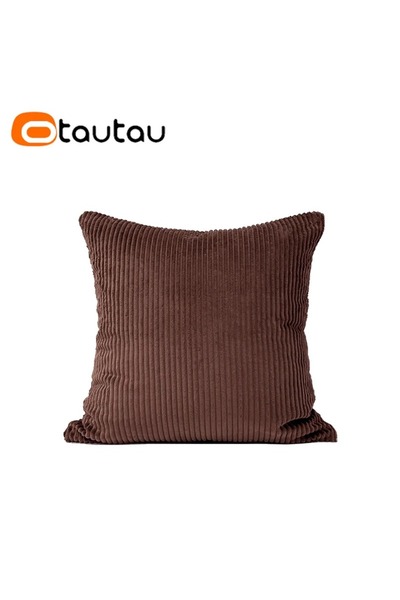 Choice غطاء وسادة من القطن المخملي من OTAUTAU مقاس 60×60 سم، لون القهوة، بدون...