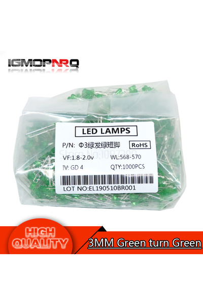 Choice green turn green 1000pcs blue green red yellow white 3mm led light-emi...