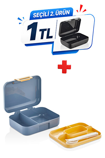M&L LUNCH BOX 2 Tiers 5 Compartments Lunch Box - with Spoon, Fork and Knife -...