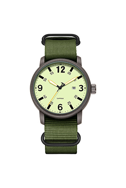 choice2 Green Full Luminous 2026 TPW Field Watch with Big Numbers Fabric Stra...