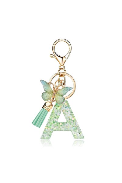 Choice A Fashion Letters Initial Key Chain Fringe Butterfly Pendant Key Ring ...