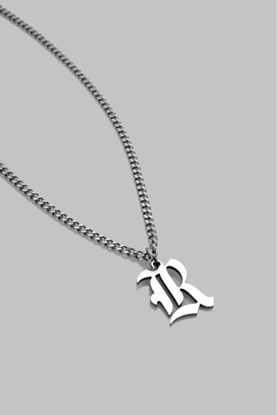 UKHWD SUPPLY 316L Steel Gothic Letter R Necklace Ka1113Gm