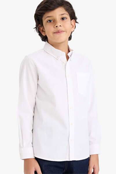 DeFacto Oxford White Boys' Shirt W3215A6/Wt34
