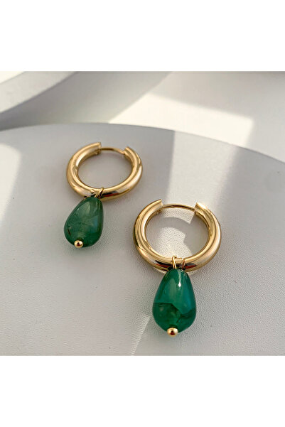 Choice Green Vintage Transparent Green Natural Stones Teardrop Dangle Earring...