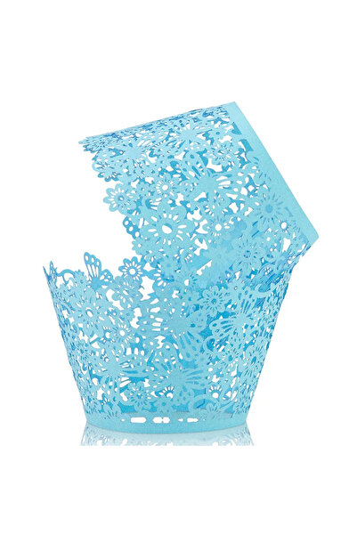 Choice3 Sky Blue 50 Pcs Laser Cut Hollow Cupcake Wrappers Baby Shower Muffin ...