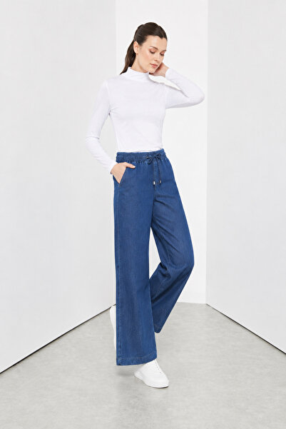 Doque 59085 BELİ LASTİKLİ İPLİ KOT TENSEL PANTOLON #03-25#