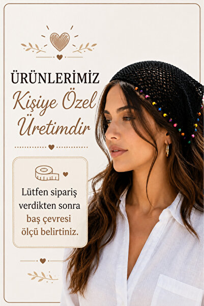 NEHOLİA Women's Mesh Hair Bandana with Pearl Detail Black Bohemian Summer Hai...
