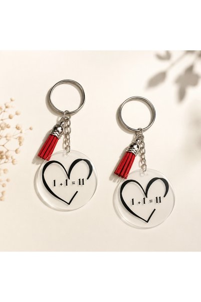 AUREVA Valentine's Day Gift 1+1=11 Heart Keychain (1 Piece Sold)