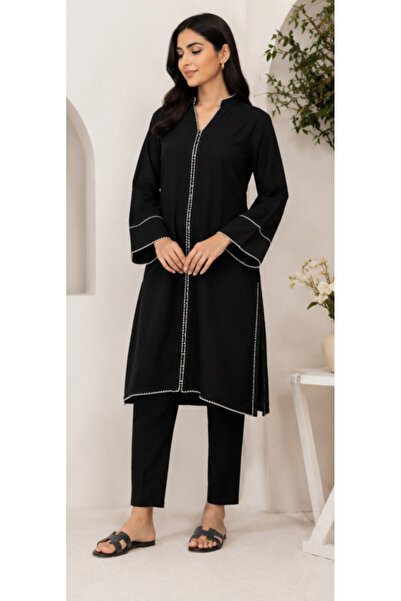 6TEEN Elegant Black Embroidered 2-Piece Suit