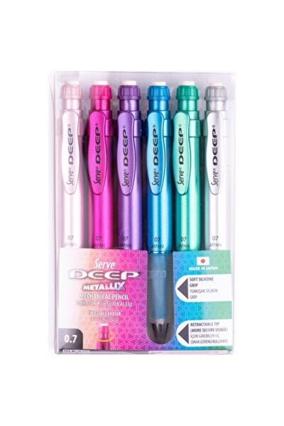 Serve Deep Versatil Kalem (Mekanik Kurşun Kalem) 0.7Mm Desenli Metalik (72 Li...