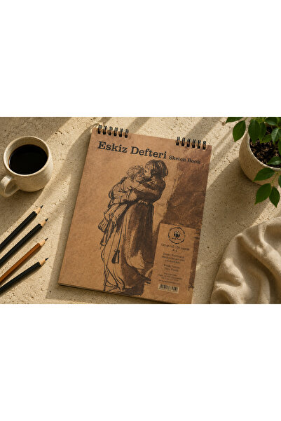 Pagos Yayınları Black Spiral A4 Sketch Notebook - 50 Yp/120 Gr