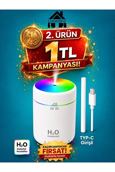 PRİME HOME Araç Içi H2o 300 ml Type C Girişli Kablolu Kullanım Hava Nemlendir...
