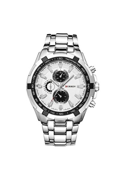 Curren Blanche Silver White CURREN 8023 Quartz Watch Men Waterproof Sport Wat...