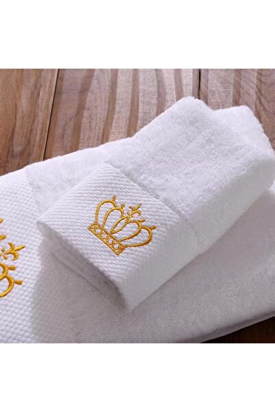 Choice1 32x32cm WHITE Embroidered Crown Pattern White High Quality Towel 100%...