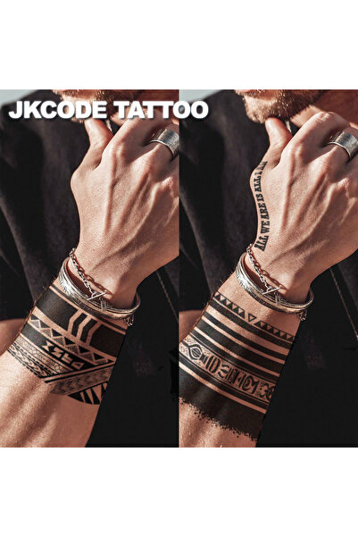 Choice 5-piece set of personalized design men's arm ring tattoo stickers, geo...