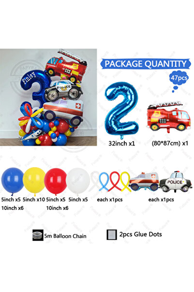 Choice 32inch 2 47Pcs Cartoon Car Foil Balloons Column Plane Tank Ambulance F...