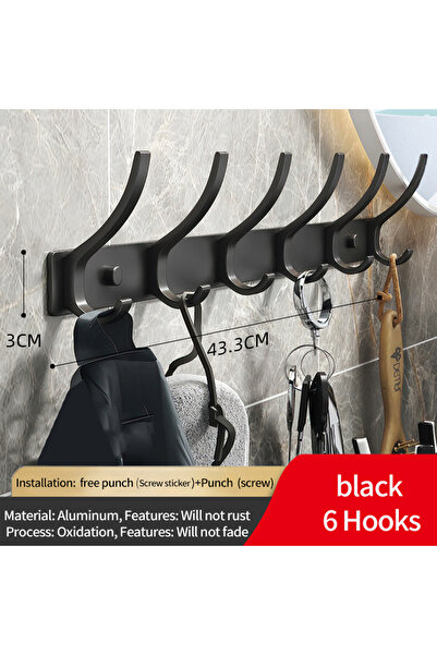 Choice black 6-hook YUNJIEYA Black White Folding Robe Hooks Towel Hanger Nail...