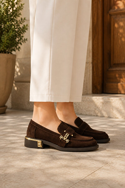 dericia shoes Velvet Genuine Leather Brown Suede Daily Comfortable Women's Lo...