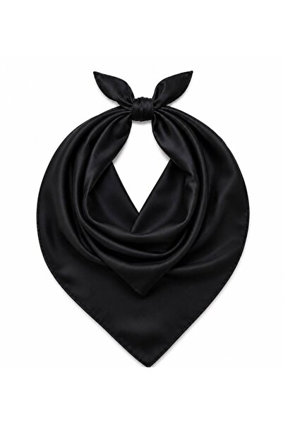 Axesoire 13731 Siyah Saten Bandana Fular 50x50 cm